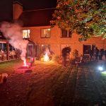 Residents enjoying bonfire night, Blatchington Manor residential home, Seaford, East Sussex
